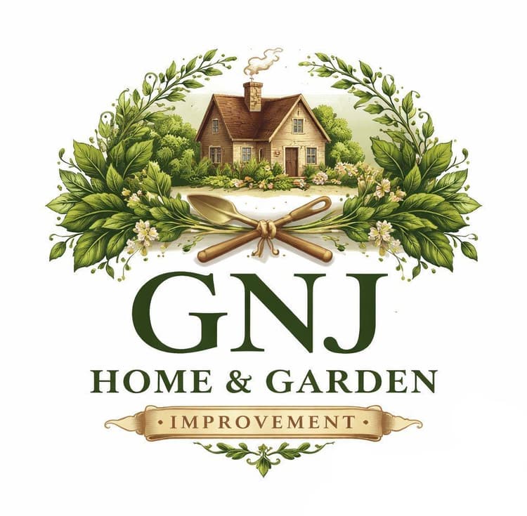 GNJ Home & Garden Improvement — house, foliage and garden tools